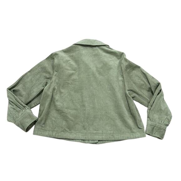 Zara Corduroy Overshirt Green Cropped Jacket Cotton Button Front Women's XS - Picture 6 of 7